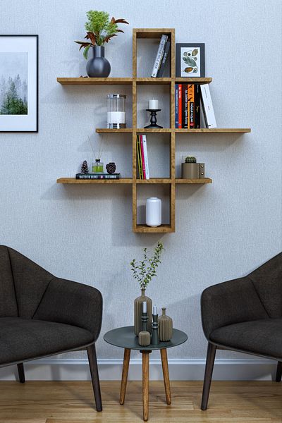 moka park avm 10 Compartments 3 Shelves Wall Mounted Decorative Multi-Purpose Shelf Bookcase