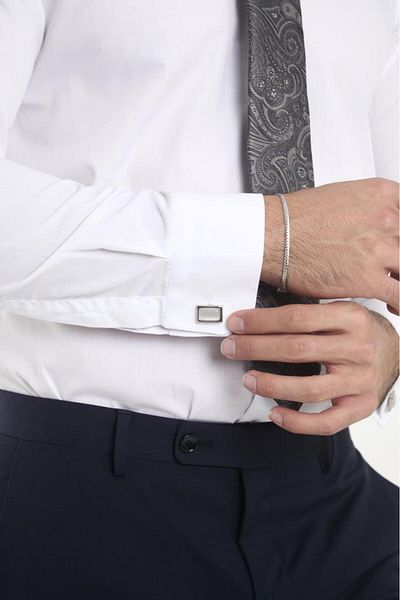 Brianze Gray Shawl Pattern Tie Handkerchief Cufflink Gift Set