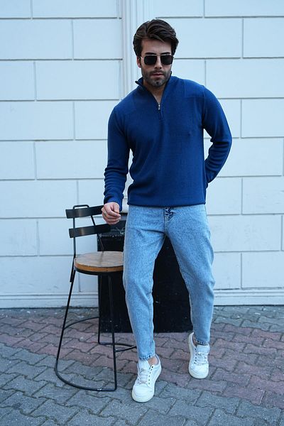 Figo Ανδρικό πουλόβερ με μισό φερμουάρ