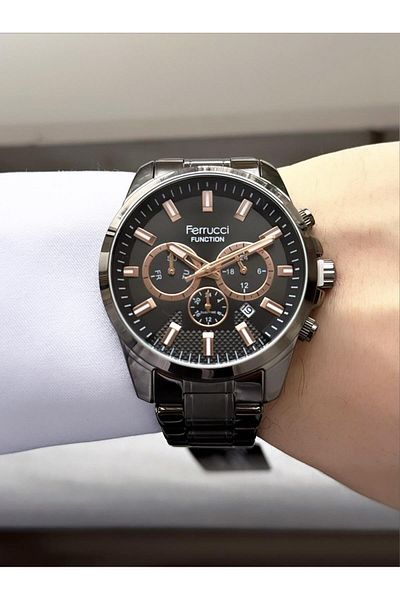 Ferrucci Men's Functions Active Steel Band Wrist Watch