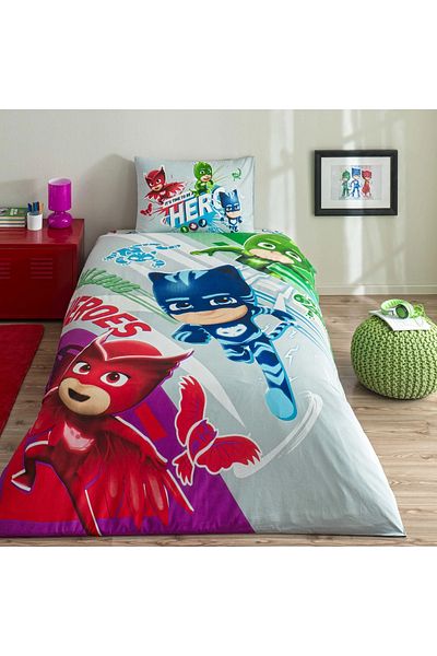 Taç Set de lenjerie de pat cu licență Super Team PJ Masks - Noul sezon