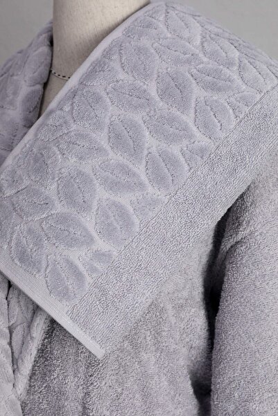 Nurpak 8 Piece Hazal Cotton Family Bathrobe Set - Gray & Plum