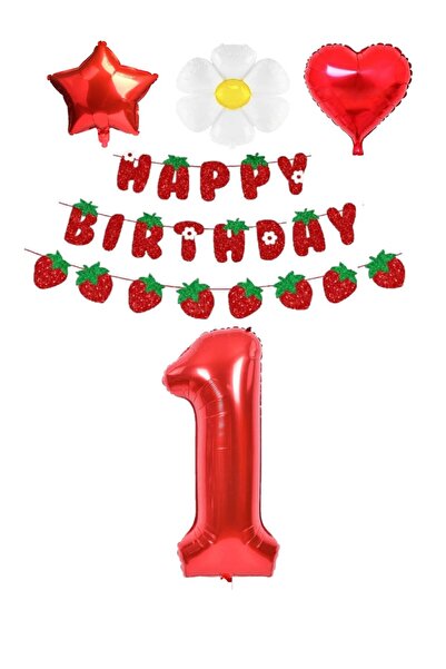 RÖNESANS PARTİ مجموعة حفلات عيد ميلاد بعمر سنة واحدة تحت عنوان الفراولة