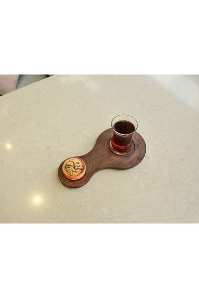 Davi Ahşap Wooden Presentation Plate - Elegance for Your Beverage Presentations - 2 Compartments
