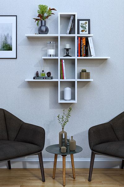moka park avm 10 Compartments 3 Shelves Wall Mounted Decorative Multi-Purpose Shelf Bookcase