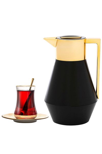 Everest Lydia Thermos 1 Liter Black Gold Handle