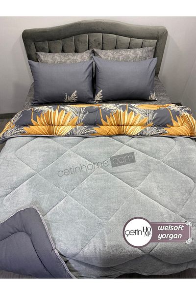 Çetinhome Patterned Welsoft Double Quilt Set - Güngüzeli