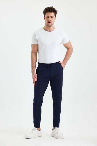 FİHA /9535-Male Straight Leg Jogger Pants - Dark Blue