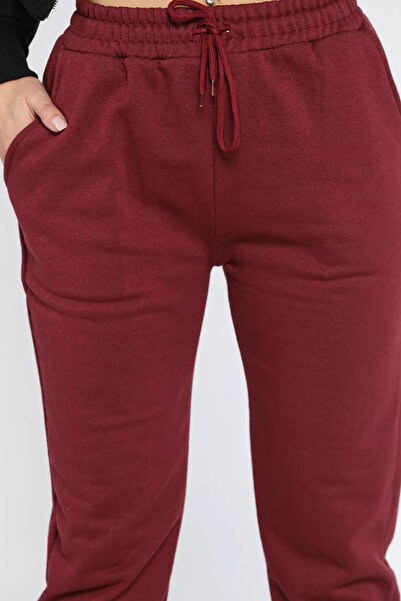 GÜLSELİ Claret Red Elastic Leg Γυναικείο Jogger Φούτερ