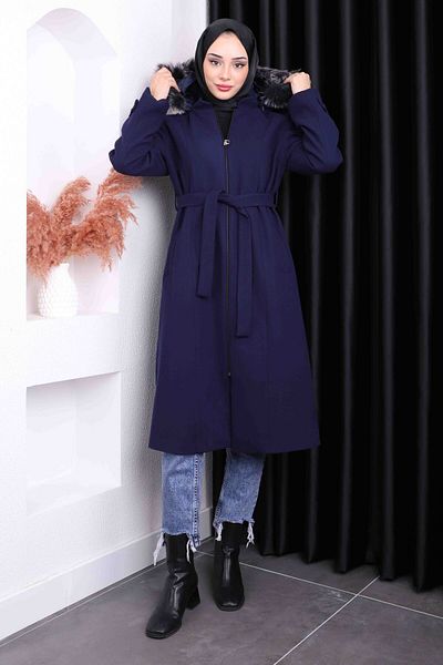 İmajButik Παλτό με ζώνη μέσης Navy Blue