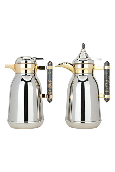 Alsaif Gallery A Set Of Thermos Set With A Silver Steel Mouth, A Golden Mouth...