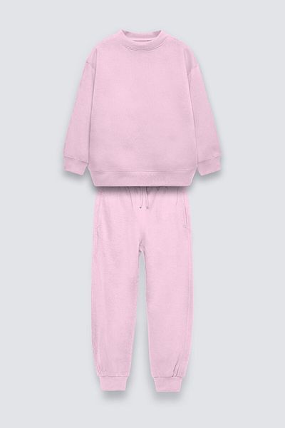 The Champ Clothing Σετ φόρμας ροζ παιδικής λαιμόκοψης Basic Fleece με ελαστική μέση και πόδι