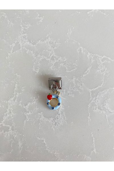 kubotique Blue Italian Bracelet Charm - Stainless Steel Doughnut Series