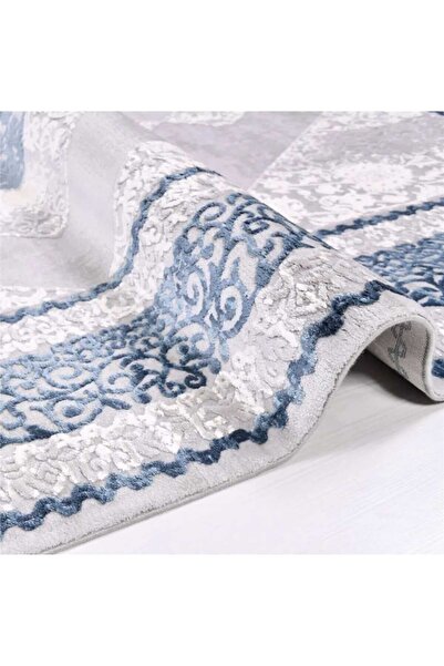 İpek Halı Blossom Kalitesi Bambu Klasik Mavili Salon Halısı