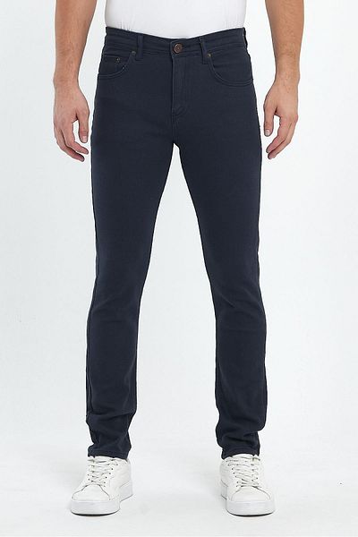FİHA Fiha/8081-Men's Slim Fit Gabardine Trousers - Navy Blue