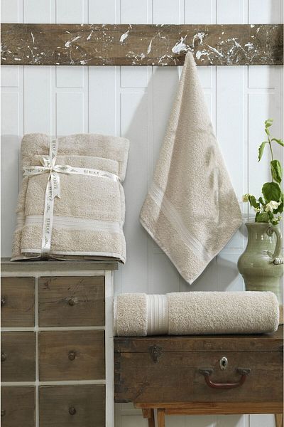 Hemmen 2 Pieces 100% Cotton Beige Bath Towel Set 90 X 170 Bath Towel and 50 X 90 Hand Face Towel Set