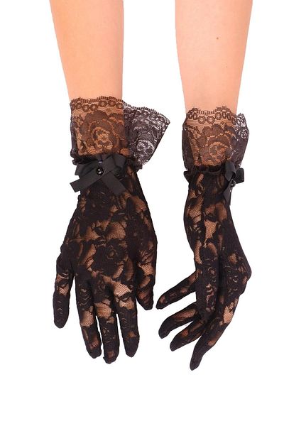 Hobigram White Fingertip Large Lace Bow Bridal Gloves Costume Accessory – Party Gloves, Stylish Design