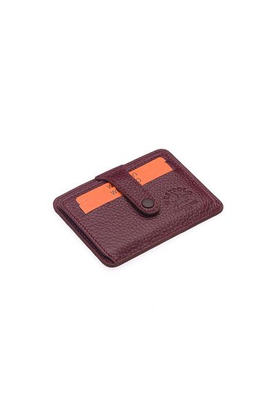 Westpolo Piele autentică Claret Red Placket Suport unisex pentru carduri cu multe suporturi pentru carduri Compartiment pentru bani de hârtie TR115