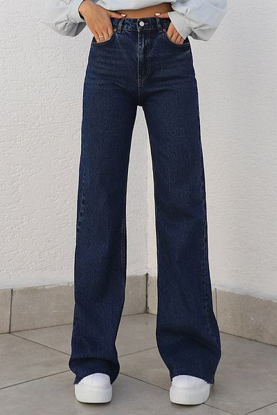 LİMABEL Cameliaa Navy Blue dámské volné kalhoty z lycry 90. léta super vysoké volné nohavice volné džínové kalhoty Palazzo