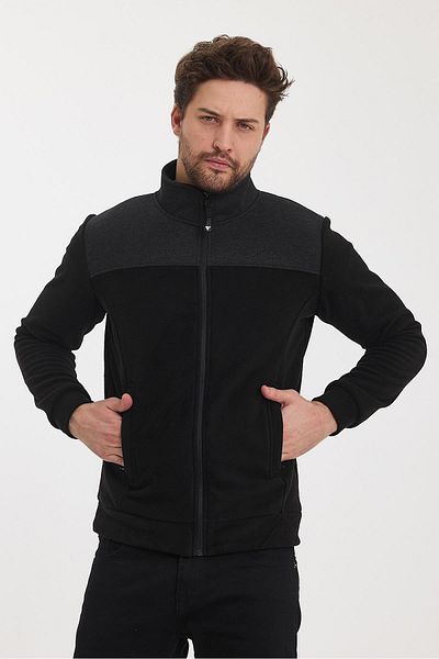 FİHA Fiha/9036-Sweat pentru bărbați cu fermoar garnit - negru