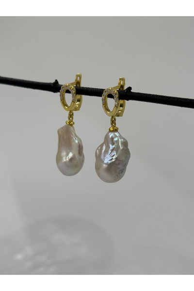 DURAN TAKI TASARIM Hakiki Gerçek Barok Inci Küpe