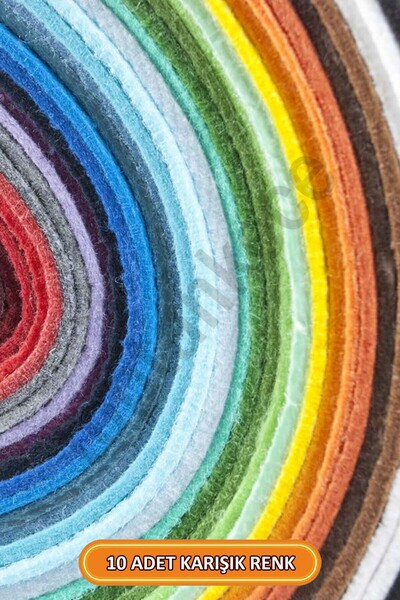 garaccu Kaliteli Kalın Keçeler 10 Renk 25x25 Cm Ölçülerinde Hazır Set
