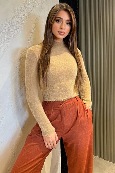 GÜLSELİ Μπισκότα Half Turtleneck Bearded Knitwear Μπλούζα