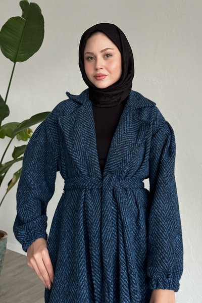 InStyle Herringbone Blue Razítko kabát