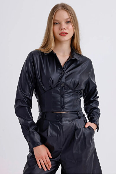 İKLİM LİFE Кожена риза с връзки на гърба
