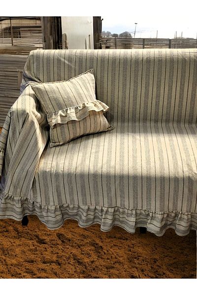 shules collection Set de huse pentru canapea extensibilă cu volane și perne de dimensiuni mari (3+3+1+1+6 perne) Husă de canapea Buldan Handwork