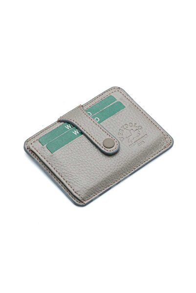 Westpolo Hakiki Deri Gri Patlı Bol Kartlıklı Kağıt Para Bölmeli Unisex Kartlı...