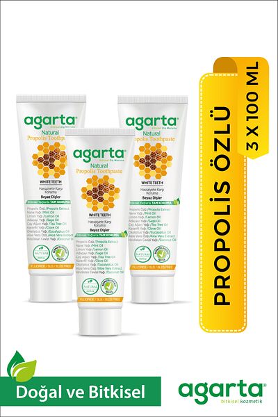 Agarta 3 Pieces Natural Fluoride-Free Propolis Toothpaste 100 ml