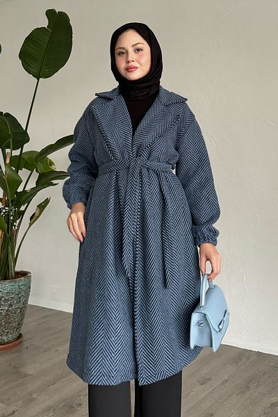 InStyle Herringbone Indigo Stamp Coat
