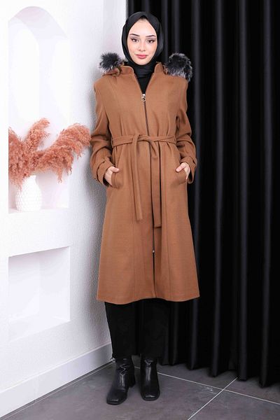 İmajButik Παλτό με ζώνη καμήλας