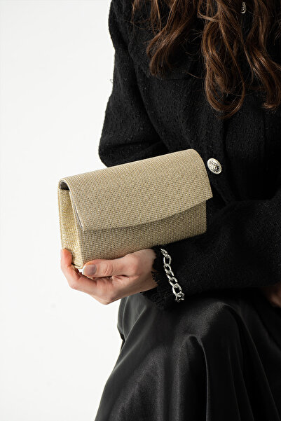 efnanstore Geantă de umăr Mini Box, auriu argintiu, geantă de seară