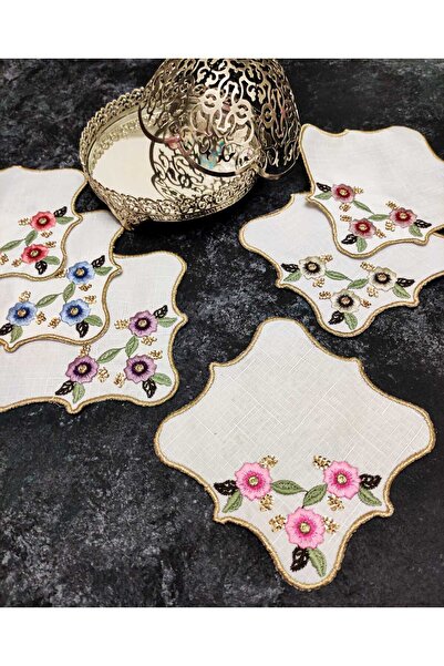 Çt Çeyizci Tekstil Sunumluk Peçete, Kokteyl Peçetesi, Kahve Yanı Sunumluk, Bardak Altlığı 6 Adet Sunum Peçetesi