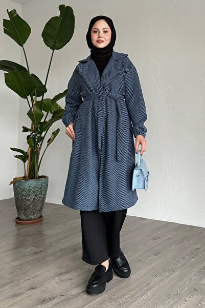 InStyle Palton din caju Indigo Herringbone