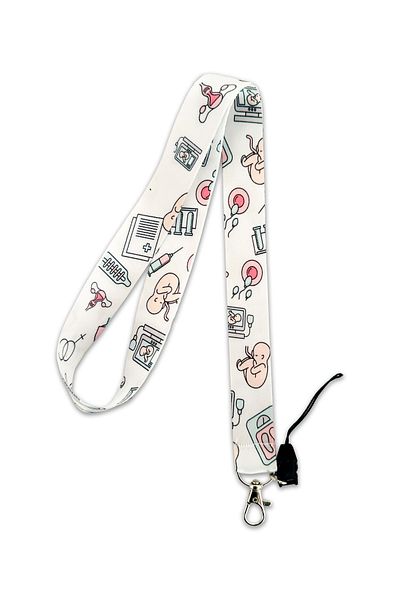 PABALAS White Color Women's Birth Pattern Neck Lanyard Strap Name Badge Holder-Phone Strap