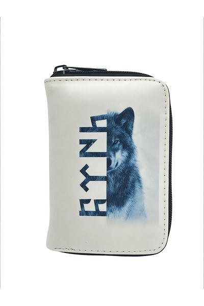 sinbEsg Special Design Turkish-Bozkurt Image Zippered Coin Compartment Card Holder Kids & Teenagers Wallet