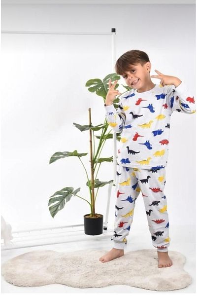 Free Beka Boys' Pattern Pajamas Set Comfortable Anti-Sweat Fabric Self Printed Pajamas Set