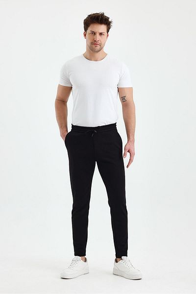 FİHA /9535-Male Straight Leg Jogger Pants - Black