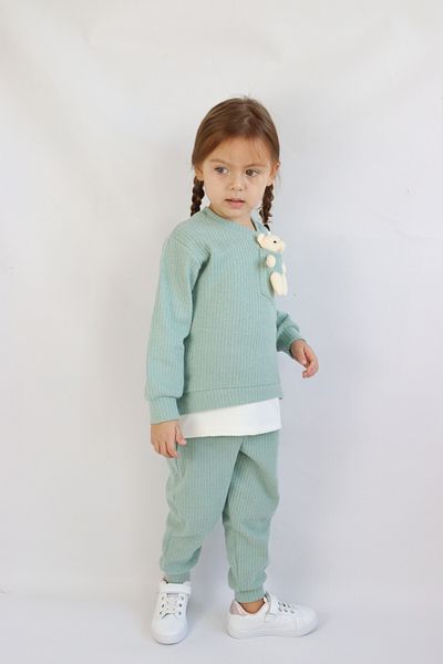 Harika KIDS Girl's Two Thread Fabric Medium Thickness Knitted Basic Tracksuit Set with Rabbit Toy