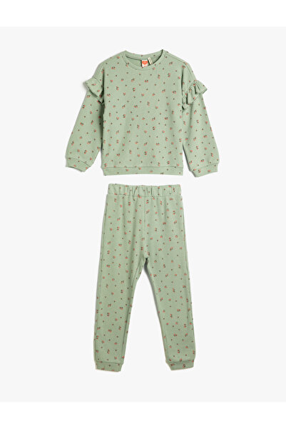 Koton Комплект анцуг от 2 части памук с волани и детайлна текстура