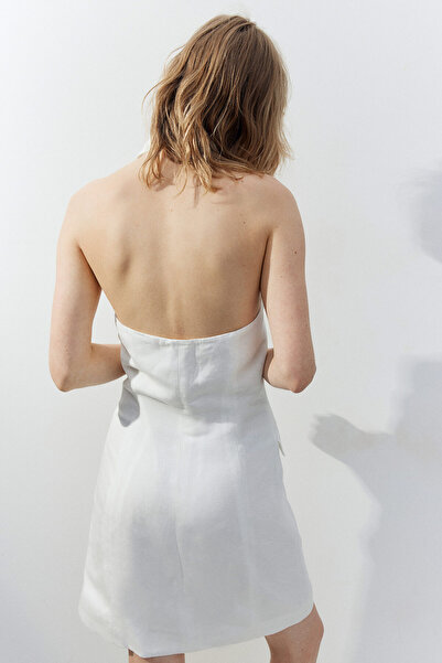 H&M Keten Karışımlı Halter Yaka Blazer Elbise