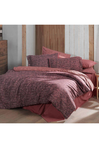 Sarev Glamis King Size (Battal Boy) %100 Pamuk Flanel (Pazen) Nevresim Takımı-Bordo