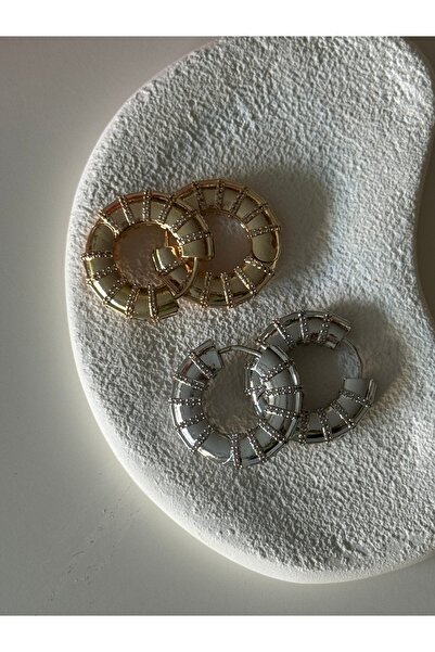 Rossetto Atelier Çelik Gold Helen Halka Küpe