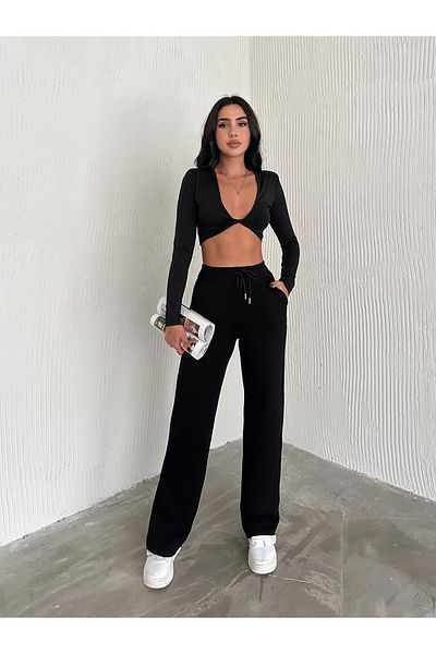 Zula Moda Ανυψωμένο Modal Sweatpants - Φούτερ με φαρδύ πόδι