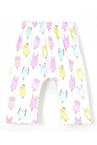 Babyhug Cotton Full Length Diaper Leggings Heart & Popsicle Print Pack Of 3- Green Pink & White