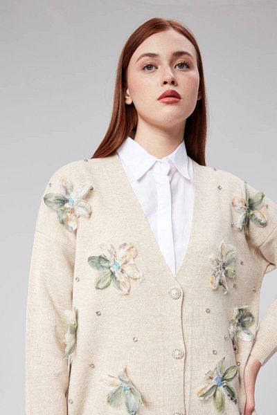 MEHRA Floral and Pearl Detailed Knitwear Suit