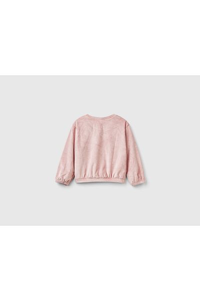 United Colors of Benetton Girl # N/A Bike Neck Sweatshirt with Logo Detail on the Left Bottom and Bows on the Sides